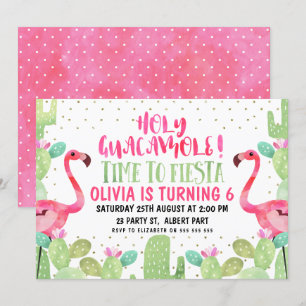 Waterverf Flamingos Birthday Party Invitation Kaart