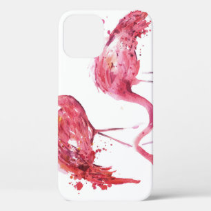 Waterverf flamingo's, elegant ontwerp. iPhone 12 hoesje