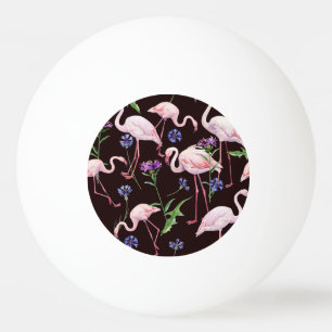 Waterverf flamingo's en wilde bloemmotief. pingpongballen