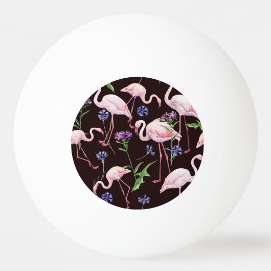 Waterverf flamingo's en wilde bloemmotief. pingpongballen (Voorkant)