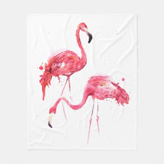 Waterverf flamingos fleece deken (Voorkant)