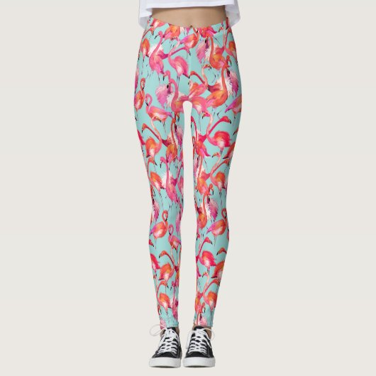 Waterverf Flamingos Gathered 2 Leggings (Voorkant)