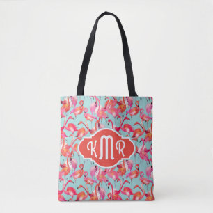 Waterverf Flamingos Gathered   Monogram Draagtas