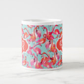 Waterverf Flamingos Gathered | Monogram Extra Grote Beker (Voorkant)