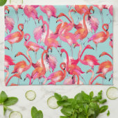 Waterverf Flamingos Gathered Theedoek (Gevouwen)