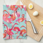 Waterverf Flamingos Gathered Theedoek (Quarter Fold)