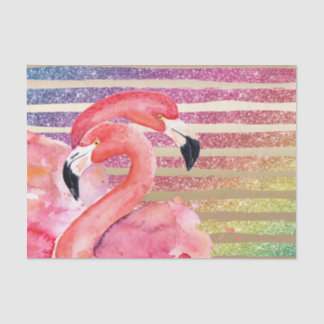 Waterverf Flamingos Glitter Gold Stripes Tissuepapier