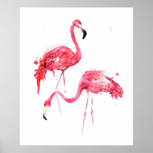 Waterverf flamingos poster