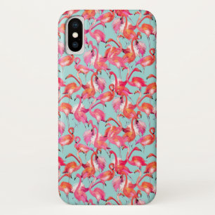 Waterverf Flamingo's Verzamelden iPhone X Hoesje