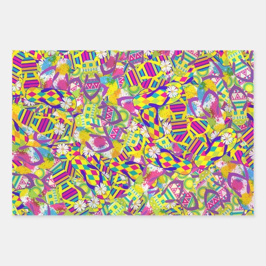 Waterverf, Flip Flop Pattern Inpakpapier Vel (Voorkant)