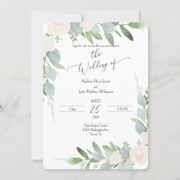 Waterverf Flora Blush Huwelijksuitnodiging Kaart