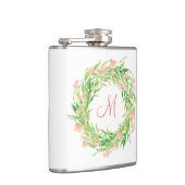 Waterverf flora met monogram heupfles (Rechts)