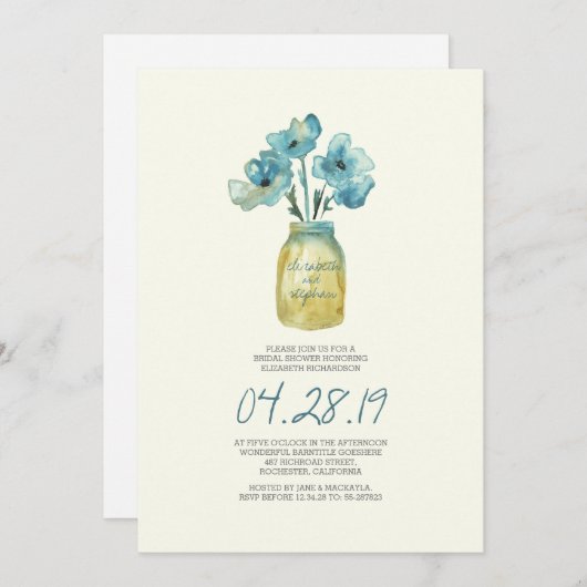 waterverf floraal vrijgezellenfeest kaart (Voorkant / Achterkant)