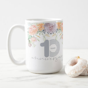 Waterverf Floral 10th Wedding Jubileum Koffiemok