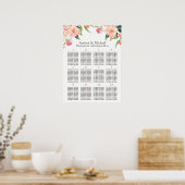 Waterverf Floral 12 Tables Wedding Seating Chart Poster (Keuken)