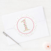Waterverf Floral 1 eerste verjaardag Ronde Sticker (Envelop)