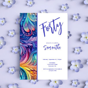  Waterverf Floral 40e Verjaardagsuitnodiging Kaart