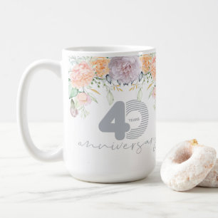 Waterverf Floral 40th Wedding Jubileum Koffiemok