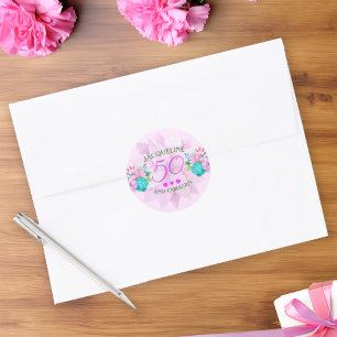 Waterverf Floral 50 en Fabulous Ronde Sticker
