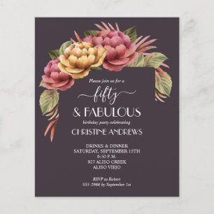 Waterverf Floral 50e verjaardag uitnodiging Flyer