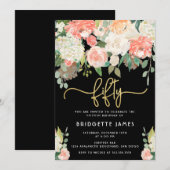 Waterverf Floral 50th Birthday Kaart (Voorkant / Achterkant)