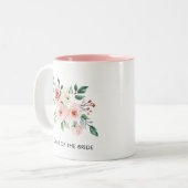 Waterverf Floral Aangepast roze Tweekleurige Koffiemok (Voorkant links)