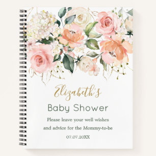 Waterverf Floral Abrikoze Roses Baby shower Notitieboek