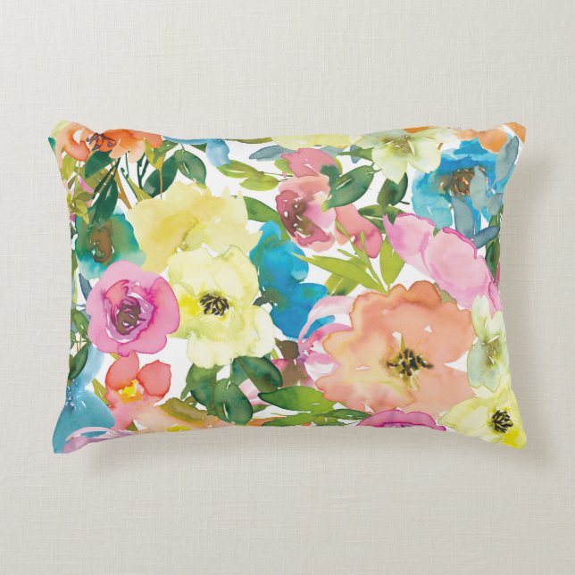 Waterverf Floral Accent Pillow Accent Kussen (Voorkant)