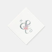 Waterverf Floral Ampersand en Monogram bruiloft Servetten (Hoek)
