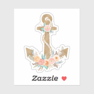 Waterverf Floral Anchor Nautical Sticker