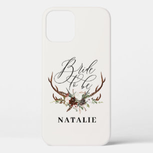 Waterverf floral and antlers bood iPhone aan c 12 Hoesje