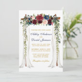 Waterverf Floral Arch Blue Gold Kaart (Staand voorkant)