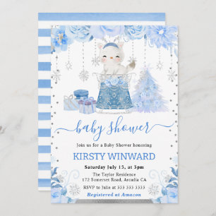 Waterverf Floral Arctic Fox Baby shower Kaart