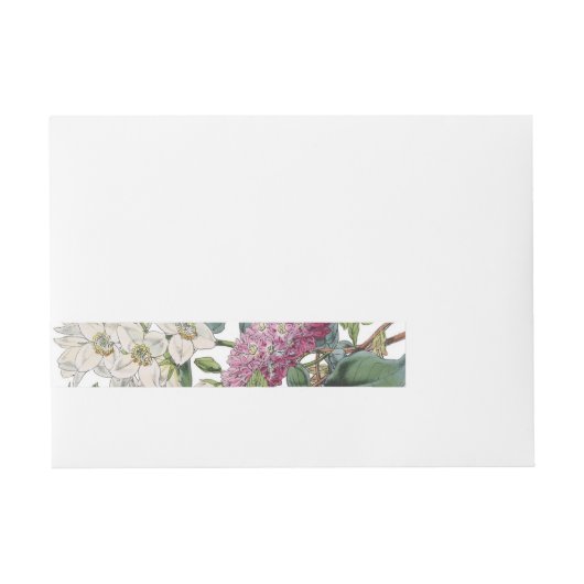 Waterverf Floral Art Wedding Omwikkelbaar Adreslabel (Voorkant)