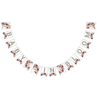 Waterverf Floral Baby in Baby shower Bloom Vlaggetjes