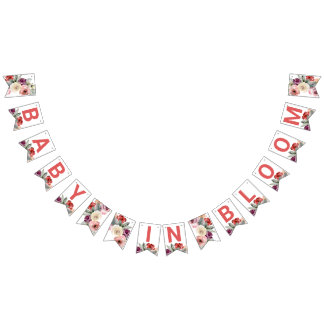 Waterverf Floral Baby in Bloom Bunting Flags Vlaggetjes