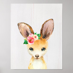 Waterverf Floral Baby Kangaroo Australian Poster