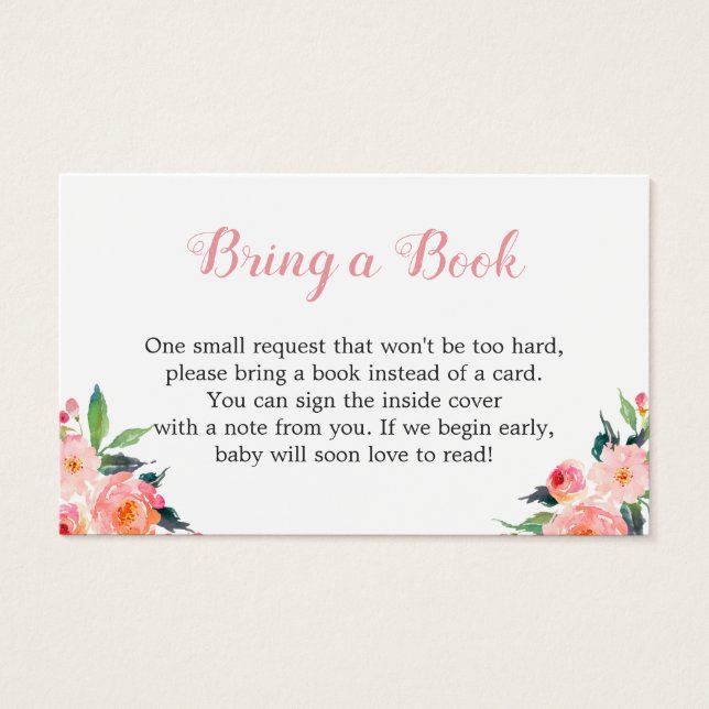 Waterverf Floral Baby shower Book Request Visitekaartje (Voorkant)