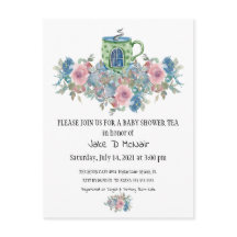 Waterverf Floral Baby Tea Party Invitation