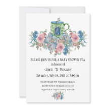 Waterverf Floral Baby Tea Party Invitation