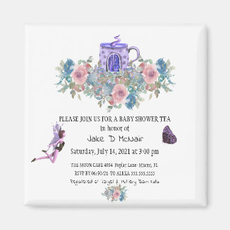 Waterverf Floral Baby Tea Party Invitation Magneet