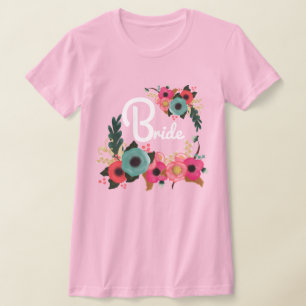 Waterverf Floral Bachelorette Party Bride T-Shirt
