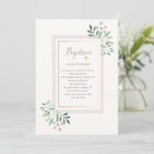 Waterverf Floral Baptism Invitation Kaart (Staand voorkant)
