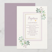 Waterverf Floral Baptism Invitation Kaart (Voorkant / Achterkant)
