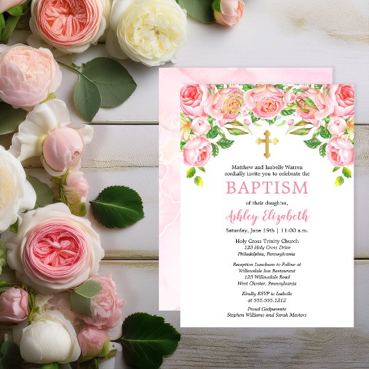 Waterverf Floral Baptism Kaart