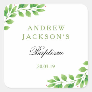 Waterverf Floral Baptism Sticker Labels