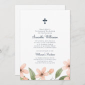 Waterverf Floral Baptismal Kaart (Voorkant / Achterkant)