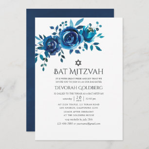 Waterverf Floral Bat Mitzvah Kaart