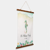 Waterverf Floral Beach Seahorse Personalized Hangend Wandkleed (Gebogen)