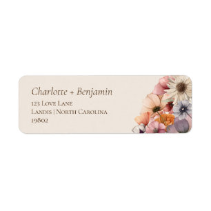 Waterverf Floral Beige Baby shower retouradres Etiket